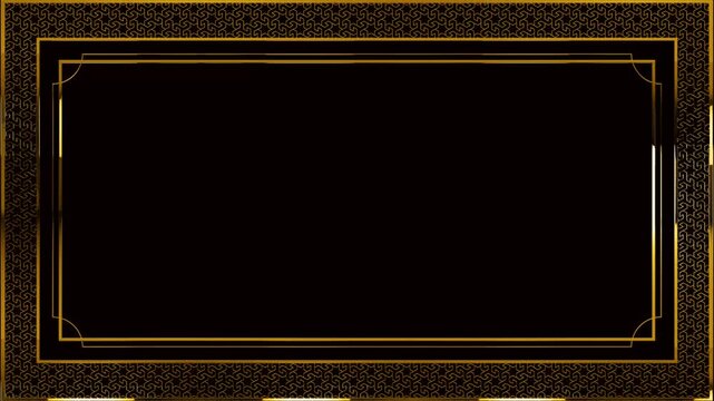 gold picture frame with seamless pattern on the black background