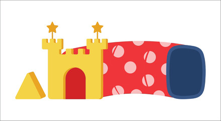 toy castle and building blocks colorful flat illustration © Exclusive Vectors