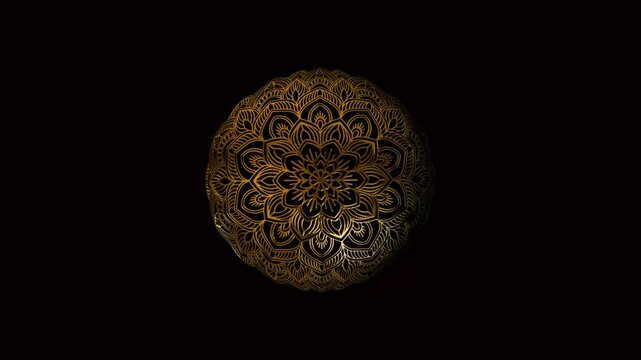 golden ball mandala ornament on the black background