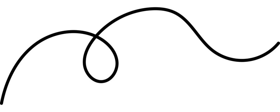  Thin black squiggly doodle with organic loops and tangled waves creates seamless vector element for banners, logos and creative graphic backgrounds
