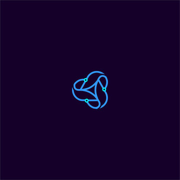 Abstract geometric leaf node connection emblem designed for green biotechnology industries, sustainable tech startups, digital agriculture networks, environmental consulting firms, clean energy compan