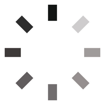 Minimalist loading icon vector, circular progress bar with gray gradient rectangles, digital buffering symbol for web interface and app design