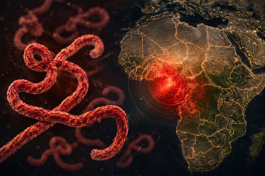 Ebola Virus Outbreak With Filovirus Pathogen and Epidemic Hotspot Map