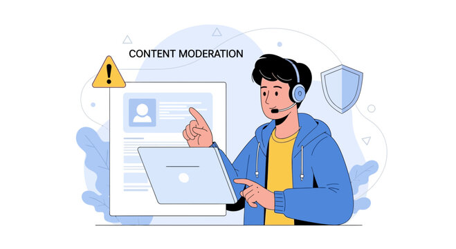 Content Moderation Operator Working with Online Safety and Security