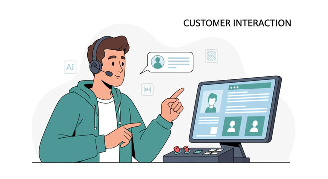 Customer Interaction With AI Chatbot on Computer Screen