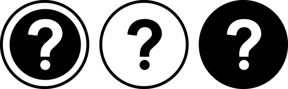 Set of three question mark icons in different styles