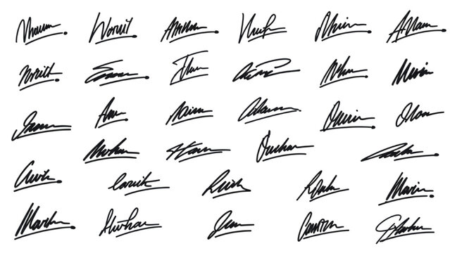 Many signatures are written in black ink on a white background