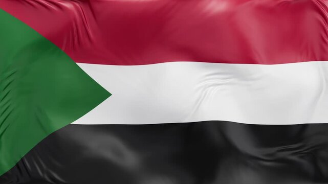 Sudan flag waving Seamless silk flag 3d animation slow motion Looping