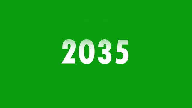 Analog counter counting up from 2025 to 2035 background. Time-lapse speed. Ready to use Green screen, 4K footage motion graphic video rendering.