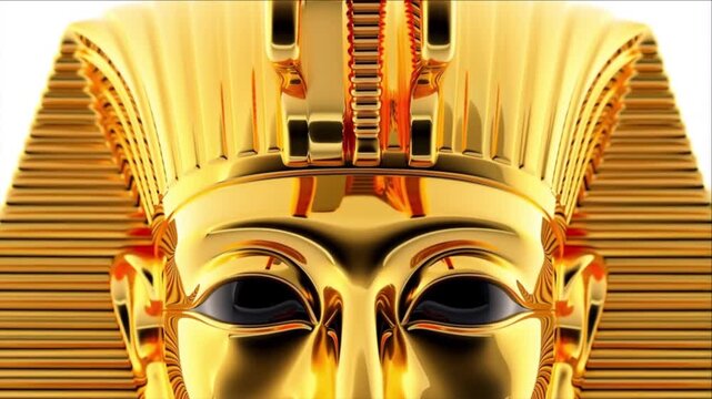 古代王の黄金マスク構造と24Kゴールドの金属マクロテクスチャ