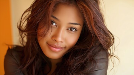 Naklejka premium Cowboy Copper Hair Young Woman Ivory Beauty Beauty