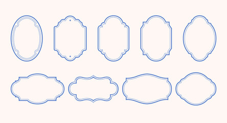 Vintage Ornamental Frame Collection Vector, Decorative Label Borders, Baroque Cartouche Shapes, Elegant Oval Badge Templates, Luxury Retro Outline Frames Set © innni