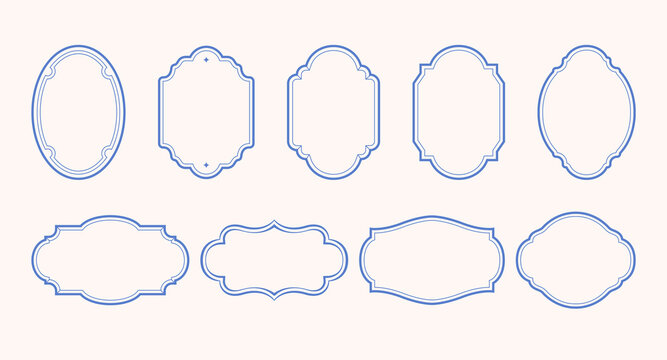 Vintage Ornamental Frame Collection Vector, Decorative Label Borders, Baroque Cartouche Shapes, Elegant Oval Badge Templates, Luxury Retro Outline Frames Set