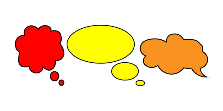 Various colorful comic speech bubbles and thought balloons for graphic design use.