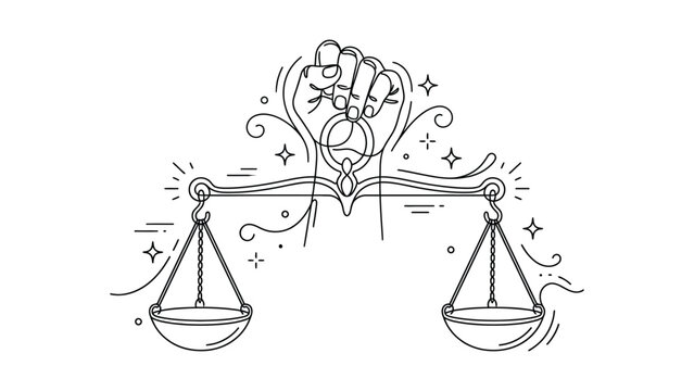 continuous line drawing zodiac sign libra scales illustration.