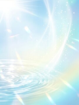 美しい水の波紋と光の背景、輝くビューティーイメージ / Beautiful water ripples and light background, glowing beauty imag