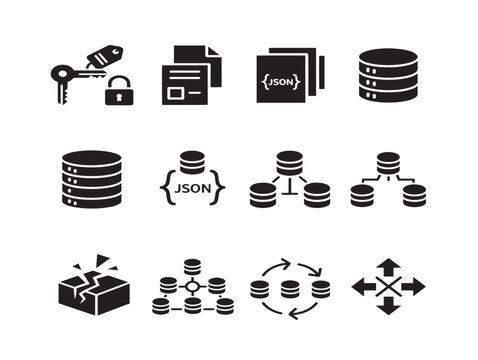 Database vector illustration, json data storage