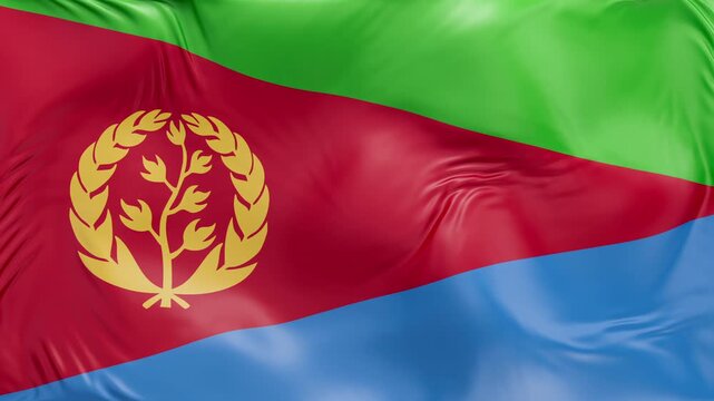 Eritrea flag waving Seamless silk flag 3d animation slow motion Looping