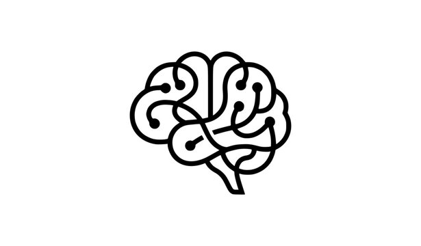 Abstract brain logo outline black neuroscience icon vector illustration isolated design