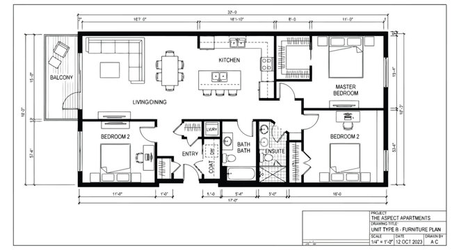 The aspect apartments unit type b furniture plan