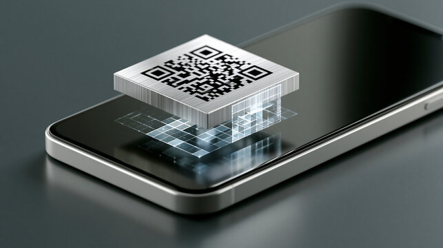 Digital Product Passport: Extreme close-up of a product tag being scanned by a smartphone, a holographic overlay showing the entire carbon footprint supply chain from raw material to shelf