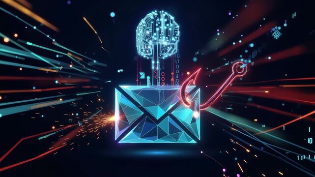 An animation of artificial intelligence and its role in email security. The visuals highlight how AI protects against cyber threats.