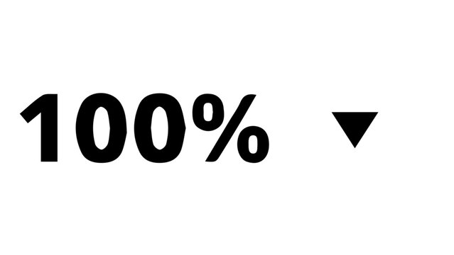 One Hundred Percent Percentage Symbol with Downward Arrow in Simple Vector Silhouette
