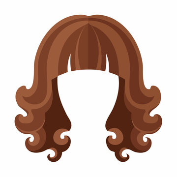 Brown Wavy Wig Illustration