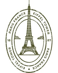 Grunge Sticker of paris eiffel tower stamp