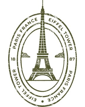 Grunge Sticker of paris eiffel tower stamp