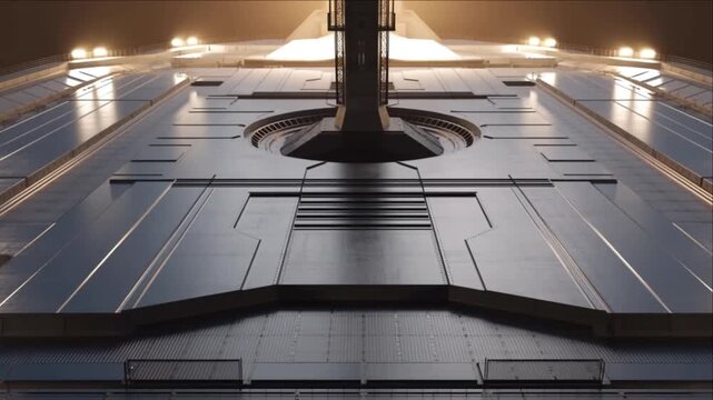 大型艦艇のヘリポート構造とスチールデッキの金属マクロテクスチャ