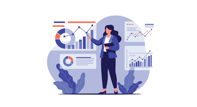 Senior data analyst presenting complex financial performance reports and global market trends using interactive data visualization dashboards.