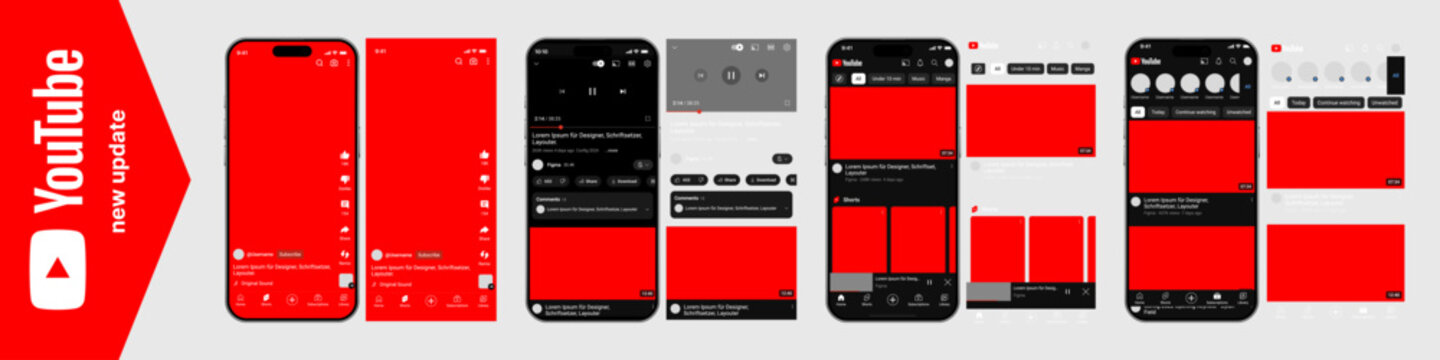 Youtube mockup social media template. Youtube video template. Youtube shorts mockup phone ui screen display. Youtube video frame in smartphone screen template vector. Youtube in smartphone frame.