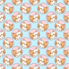 Fototapeta premium Cute Playful Orange Cat Seamless Pattern