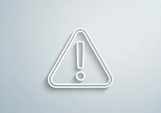 Minimalist white outline triangle hazard sign with exclamation mark for safety notification triangle exclamation attention security notification