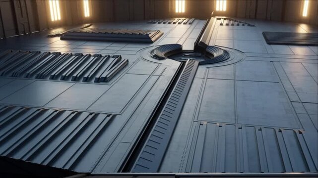 大型艦艇のヘリポート構造とスチールデッキの金属マクロテクスチャ