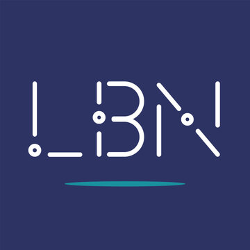 LBN letter initials white colored with blue blackground and modern font