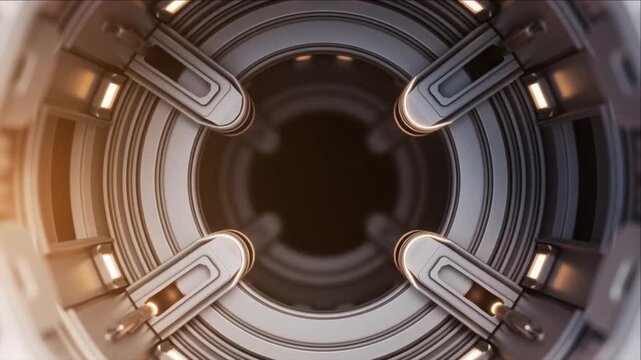 宇宙船のドッキングインターフェース構造とチタン製ラッチのマクロテクスチャ