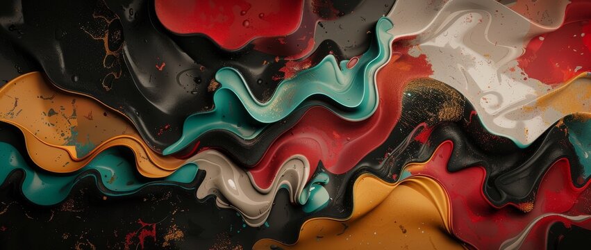 Colorful swirls of paint create a vibrant abstract pattern in a studio setting during daylight
