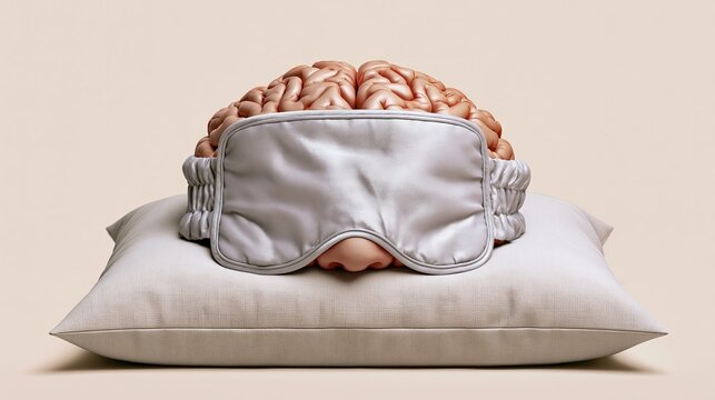 Brain organ in sleep mask on pillow goes offline, like in a coma. This shows a lack of business ideas.