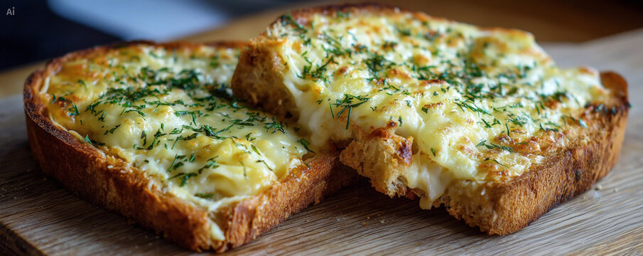 Cheesy garlic bread with herbs