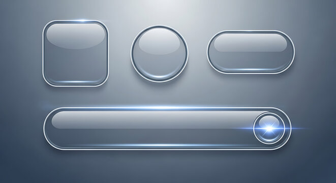 Transparent UI buttons set with interface transparent rectangle component interactive template