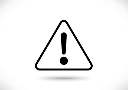 Black triangle warning caution sign icon with exclamation triangle attention minimalist important security emergency industrial