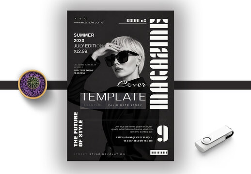 Minimal Fashion Magazine Cover Template Design