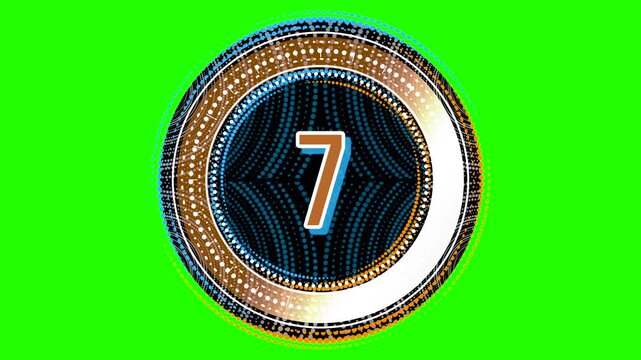 Countdown from ten to one with clear number display in bright colors and simple design