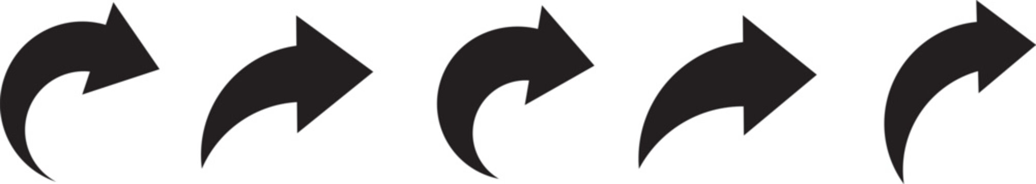 Curved Arrow Icon Set Share Direction Navigation Arrow Symbols Vector Collection