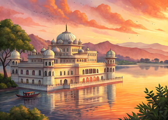 Obraz premium Palace on the Lake