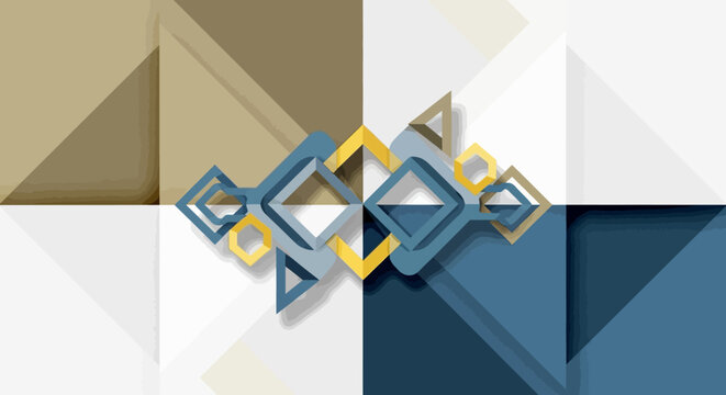 Abstract geometric design with squares diamonds triangles and shadows