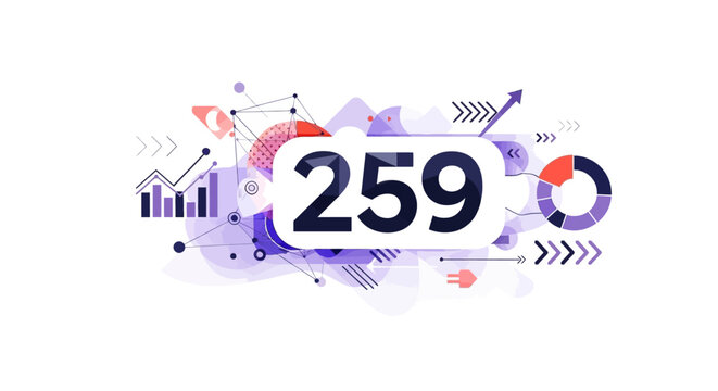 Abstract illustration of number 259 with data visualization elements