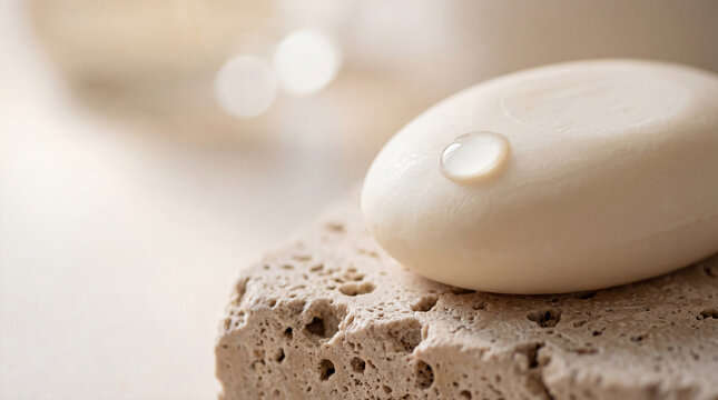 Solid Waterless Skincare Serum Bar on Raw Travertine